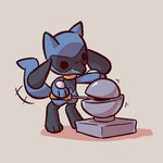 anthro dot_eyes grey_background holding_object humor imminent_death imminent_disaster male motion_lines nuclear plutonium screwdriver shadow simple_background solo standing tools advos demon_core nintendo pokemon generation_4_pokemon pokemon_(species) riolu 1:1 2023 meme