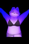 age_difference anthro bra clothing female fur short_stack smile solo swimwear underwear white_body white_fur young young_anthro younger_female labirhin hujan canid canine canis mammal wolf hi_res