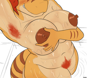 5_fingers abstract_background anthro areola armpit_hair belly big_areola big_breasts blush body_hair breast_squish breasts curvy_figure female fingers glistening glistening_body glistening_skin grope hair happy_trail huge_areola huge_hips huge_thighs long_tail multicolored_body multicolored_skin navel nipples nude nude_anthro nude_female partially_submerged pubes red_hair red_pubes self_grope sharp_teeth slightly_chubby smile snout solo squish tail tan_body tan_skin teeth text thick_thighs two_tone_body two_tone_skin voluptuous voluptuous_anthro voluptuous_female wet wet_body wet_skin wide_hipped_anthro wide_hipped_female wide_hips yellow_body yellow_skin yeik_art abilongin'_for_ya! cavemanon_studios snoot_game abilene_hartley fan_character aquatic archaeocete basilosaurid cetacean dorudon mammal prehistoric_species whale 2025 artist_name digital_drawing_(artwork) digital_media_(artwork) hi_res watermark