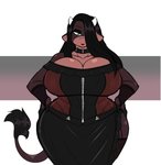 alternative_fashion anthro big_breasts breasts clothing collar corset curvy_figure dress eyeshadow female goth green_eyes hair half-closed_eyes horn huge_breasts lingerie makeup narrowed_eyes solo thick_thighs topwear jwinkz summer_(jwinkz) bovid bovine cattle mammal 2020 hi_res