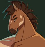 anthro green_eyes male solo lilakimoka broderick_longshanks equid equine horse mammal animated bust_portrait hi_res portrait short_playtime