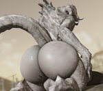 albino anthro back_spikes balls big_balls big_butt bubble_butt butt butt_focus digitigrade genitals horn huge_butt kneeling looking_at_viewer looking_back looking_back_at_viewer male on_ground red_eyes scales solo spikes spikes_(anatomy) tail thick_thighs wasteland white_body white_scales willie_piv fallout microsoft roblox goris_(fallout) deathclaw scalie 2024 3d_(artwork) digital_media_(artwork) hi_res
