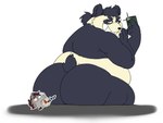 anthro big_butt butt cellphone electronics fur grin hair looking_at_viewer male multicolored_body multicolored_fur nude overweight overweight_male phone ponytail selfie smartphone smile solo coyotebbbusted bear giant_panda mammal 4:3 hi_res