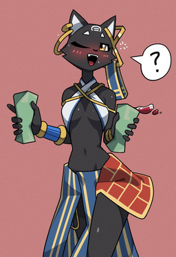 anthro blush breasts drunk ear_piercing ear_ring female piercing ring_piercing solo substance_intoxication under_boob nulia tarahe domestic_cat felid feline felis mammal hi_res