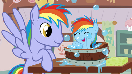 amber_eyes bath blue_body blue_feathers blue_fur bubble bucket container curtains duo feathered_wings feathers female feral fur furniture hair in_bucket in_container male multicolored_hair plate rainbow_hair shelf sponge table water wings beavernator friendship_is_magic hasbro my_little_pony mythology rainbow_blaze_(mlp) rainbow_dash_(mlp) equid equine mammal mythological_creature mythological_equine pegasus 16:9 2013 absurd_res hi_res widescreen