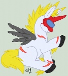 feathered_wings feathers fur hooves horn male mask ponification quadruped scar sitting solo tail white_body white_fur wings sturzkampfflugzeug bandai_namco digimon hasbro my_little_pony mythology digimon_(species) equid equine mammal mythological_creature mythological_equine unimon winged_unicorn crossover