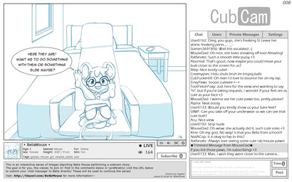 4_toes anthro bed bedroom biped buckteeth butt butt_focus cam_show camel_toe camera_view camgirl chair chat chat_box clothed clothing dress eyewear feet female flat_chested foot_focus furniture glasses legs_up livestream looking_at_viewer office_chair panties presenting profanity recording sitting smile soles solo teeth text toes underwear upskirt young young_anthro young_female aogami cubcam bella_mouse house_mouse mammal mouse murid murine rodent 16:10 2018 absurd_res digital_media_(artwork) english_text hi_res url widescreen
