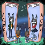 3_toes anatomically_inaccurate barefoot blue_pawpads bottomwear clothing feet female jacket male mirror pawpads paws plantigrade skirt soles text toes toony topwear trevor-fox malkai_(malkaiwot) lagomorph leporid mammal rabbit 1:1 english_text hi_res