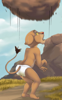 anthro bodily_fluids boulder clothed clothing day fear_peeing fear_wetting female genital_fluids imminent_crush imminent_death outside panties peril rock scared solo topless underwear urine wetting young anonymous_artist disney the_lion_king nala_(the_lion_king) felid lion mammal pantherine absurd_res hi_res
