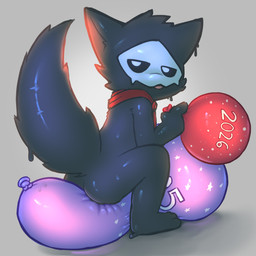 anthro balloon balloon_fetish butt dripping holding_balloon holidays inflatable latex male mostly_nude number presenting presenting_hindquarters print_balloon scarf scarf_only sitting sitting_on_balloon solo tongue tongue_out year badipoki changed_(video_game) new_year new_year_2026 puro_(changed) latex_creature 1:1 absurd_res hi_res
