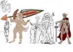 anthro female group king male melee_weapon muscular muscular_female queen royalty sword tail weapon jmadoc twokinds keith_keiser king_adelaide basitin canid canine felid hybrid lagomorph mammal hi_res