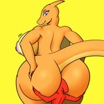 anthro anthrofied big_breasts big_butt breasts butt duo female huge_butt larger_female looking_back nipples non-mammal_nipples nude pokemorph simple_background size_difference smile stinkface tail thick_thighs yellow_background fallen_angel_(artist) nintendo pokemon charizard charmeleon generation_1_pokemon pokemon_(species) 1:1 hi_res