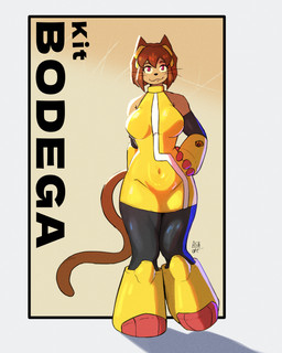 :3 anthro armor big_breasts biped boots breasts brown_hair brown_tail clothed clothing female female_anthro footwear front_view fully_clothed gauntlets gloves hair hand_on_hip handwear looking_at_viewer monotone_tail navel_outline shoes solo standing tail text tight_clothing whiskers alihsart gameoverse glitch_productions kit_bodega felid feline mammal 4:5 absurd_res artist_name character_name digital_drawing_(artwork) digital_media_(artwork) full-length_portrait hi_res portrait signature