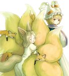 duo female feral hug hugging_another hugging_from_behind looking_back multi_tail simple_background tail tail_hug white_background sasamik touhou ran_yakumo tsukasa_kudamaki animal_humanoid canid canid_humanoid canine canine_humanoid fox fox_humanoid humanoid mammal mammal_humanoid hi_res