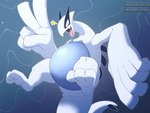 belly big_belly claws feet gesture hand_gesture looking_at_viewer male open_mouth overweight overweight_male paws simple_background smile solo tail tongue tongue_out v_sign vogold nintendo pokemon generation_2_pokemon legendary_pokemon lugia pokemon_(species) 4:3 digital_media_(artwork)