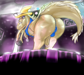 anthro anus balls bent_over big_butt bodily_fluids breasts bulge butt clothed clothing detailed_background erection genitals gynomorph half-closed_eyes hat headgear headwear humanoid_genitalia humanoid_penis intersex light low-angle_view narrowed_eyes nightclub panties partially_clothed penis pole presenting presenting_hindquarters solo stage stripper stripper_pole sweat tail thick_tail thick_thighs underwear wizard_hat thestrider final_fantasy final_fantasy_tactics square_enix black_mage_(job) mage_(final_fantasy) mammal nu_mou hi_res lighting