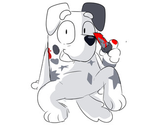 blood blood_on_face blood_on_knife bodily_fluids gore insane knife male sitting sitting_on_ground stay whitetail wizard9 bluey_(series) fan_character mischief sinny_(wizard9) canid canine canis dalmatian domestic_dog mammal hi_res