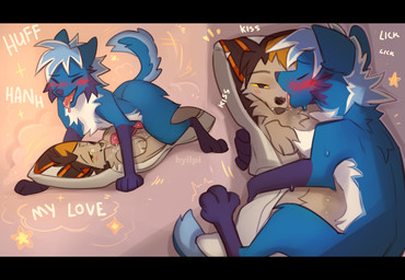 animal_genitalia animal_penis blue_body bodily_fluids breath dakimakura drooling feral genitals grinding male masturbation penis pillow pillow_humping saliva hyilpi clicky canid canine canis coyote mammal hi_res