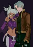 clothing cosplay costume duo eyewear female gijinkafied glasses hair male male/female smile wearing_glasses white_hair gangstargab capcom resident_evil sega sonic_the_hedgehog_(series) street_fighter juri_han leon_kennedy rouge_the_bat silver_the_hedgehog absurd_res hi_res