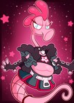 abdominal_bulge accessory alternative_fashion armwear belly blue_eyes bottomwear clothed clothing crop_top eyelashes female fishnet_clothing freckles furgonomics long_neck midriff pink_body pink_skin shirt siphon_(anatomy) skirt slightly_chubby solo star tail tail_accessory topwear blargen69 astronautical cerina_(blargen69) fish marine seahorse syngnathid syngnathiform