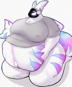 anthro belly big_belly big_breasts blush breasts clothing female fetal_kick fetal_movement huge_belly huge_breasts hyper hyper_belly hyper_breasts machine nipple_outline pregnant shark_fin shark_tail shirt smile solo thick_thighs topwear mcerror lila_(riryiskool) aquatic fish hybrid protogen shark 5:6 absurd_res hi_res