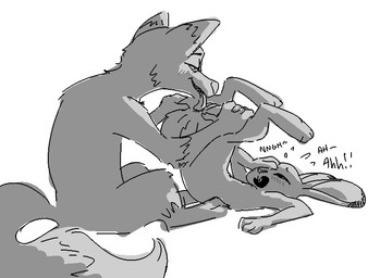 anal anthro blush blush_lines buckteeth dipstick_ears dipstick_tail duo ear_markings female female_rimmed gloves_(marking) larger_male leg_markings licking licking_another lying male male/female male_rimming male_rimming_female markings moan multicolored_ears on_back open_mouth oral rimming rimming_female scut_tail sex short_tail simple_background sitting size_difference smaller_female socks_(marking) tail tail_markings teeth text tongue tongue_out white_background nobby_(artist) disney zootopia judy_hopps nick_wilde canid canine fox lagomorph leporid mammal rabbit red_fox true_fox aliasing binary_drawing cel_shading digital_drawing_(artwork) digital_media_(artwork) english_text greyscale monochrome shaded