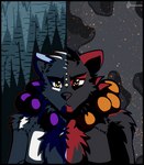 anthro black_body black_fur contrast duality duo front_view fur ice looking_at_viewer male orbs red_body red_fur smoke solo stitch_(sewing) stylized white_body white_fur masterzoroark666 voodoo_(character) bear mammal hi_res