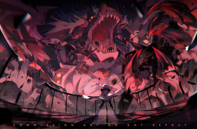 3_eyes 5_fingers ambiguous_gender anthro black_bottomwear black_clothing black_pants bottomwear bracelet chain chain_collar chin_horn claws clothed clothing coat collar duo extreme_size_difference facial_horn fangs finger_claws fingers footwear fully_clothed gums hair head_horn horn jewelry long_hair male membrane_(anatomy) membranous_wings multi_eye open_mouth pants pupils railing red_membrane shoes shoulder_guards size_difference slit_pupils solo_focus spiked_bracelet spikes teeth text tongue_showing topwear white_clothing white_coat white_footwear white_shoes white_topwear wings yellow_eyes chiayeeee bandai_namco digimon digimon_(species) human mammal species_request 2023 absurd_res chromatic_aberration digital_drawing_(artwork) digital_media_(artwork) english_text hi_res signature