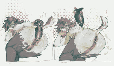 anal anal_masturbation anal_penetration anal_tugging balls blush bra butt buttplug buttplug_in_ass buttplug_insertion buttplug_pull_out clothing covering covering_face freckled_butt freckled_face freckled_shoulders freckles genitals gynomorph intersex lube_on_butt lube_on_sex_toy lying masturbation object_in_ass on_side onomatopoeia penetration perineum plug_(sex_toy) plug_insertion presenting raised_tail sex_toy sex_toy_in_ass sex_toy_insertion solo sound_effects sports_bra tail text toying_self two_panel_image underwear phimeirai henriette_(phimeirai) humanoid satyr colored_sketch sketch trans_(lore) trans_woman_(lore)