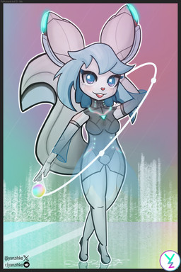 anthro blue_eyes blue_hair female hair machine tail yanzihko krita_(copyright) kiki_the_cyber_squirrel android mammal robot rodent sciurid tree_squirrel 2:3 hi_res