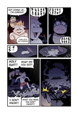 7_panel_comic anthro barefoot black_hair blonde_hair bodily_fluids bottomwear candle clothed clothing cute_fangs dialogue excited eyeless fangs feet fungus fur gibberish group hair lit_candle magic male nervous nervous_sweat nipples pants profanity scared sharp_teeth shirt speech_bubble sweat tan_body tan_fur tank_top teeth text topless topwear transformation trio underwear underwear_only yellow_body t0l0k mario_bros nintendo azz_(t0l0k) bowen_(t0l0k) bovid caprine dragon_koopa elemental_creature fungi_fauna goat koopa mammal monster scalie comic english_text hi_res multiple_scenes