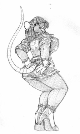 anthro big_butt biped bottomwear bracelet breasts buckteeth butt clothing collar dreadlocks ear_piercing female footwear high_heels jacket jewelry leather leather_clothing leather_jacket leather_topwear miniskirt open_mouth piercing shoes skirt solo tail teeth tongue topwear underbutt wide_hips wolfkidd godiva_(wolfkidd) mammal murid murine rat rodent greyscale monochrome traditional_media_(artwork)