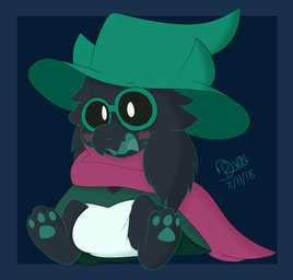 age_regression anthro blush clothing diaper eyewear glasses hat headgear headwear male neonate open_mouth sitting solo young young_anthro young_male mrvonfuzzlebutt deltarune undertale_(series) ralsei bovid caprine darkner goat mammal 2018 hi_res