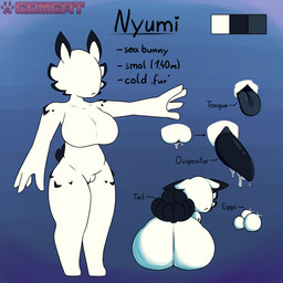 4_fingers animal_genitalia animal_penis anthro belly big_breasts big_butt bodily_fluids breasts butt cetacean_genitalia cetacean_penis egg featureless_breasts featureless_face fingers genital_fluids genitals herm intersex ovipositor penis simple_background slightly_chubby slit_penis solo tapering_penis tongue tongue_out white_body comradecat nyumi_(comcat) aquatic aquatic_gastropod gastropod jorunna_parva mollusk nudibranch sea_slug slug 1:1 absurd_res digital_drawing_(artwork) digital_media_(artwork) hi_res model_sheet