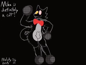 animal_genitalia anthro balls black_body black_fur bow_tie dancing electronics fully_sheathed fur genitals heterochromia male microphone sheath solo whimsical white_body white_fur melodybun deltarune undertale undertale_(series) cat_mike_(deltarune) darkner felid feline mammal 2d_animation 4:3 animated frame_by_frame hi_res short_playtime