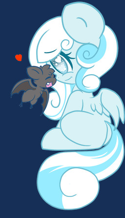 ambiguous_gender blind blue_eyes disability duo fangs feathered_wings feathers female feral heart_symbol nuzzling simple_background teeth transparent_background wings lorehoshi hasbro my_little_pony mythology fan_character snowdrop_(character) bat equid equine mammal mythological_creature mythological_equine pegasus alpha_channel hi_res