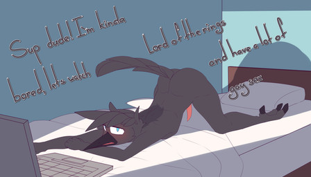 animal_genitalia animal_penis anthro ass_up bed bedroom bedroom_eyes computer duo electronics furniture genitals imminent_anal imminent_sex laptop looking_at_viewer lying male male_anthro narrowed_eyes nude nude_anthro nude_male on_front penis seductive solo text chapaevv atlas_(chapaevv) avian bird corvid corvus_(genus) crow oscine passerine 2024 7:4 absurd_res digital_media_(artwork) hi_res