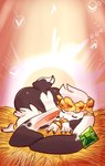 ambiguous_gender anthro butt curled_up eyes_closed flower flower_crown gem gold_(metal) gold_jewelry hair hay jewelry long_ears plant sleeping solo kiseff tabunie deity lagomorph leporid mammal 2022 hi_res