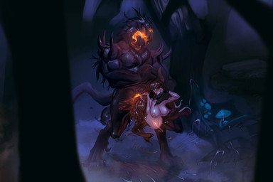abdominal_bulge anthro anthro_penetrating anthro_penetrating_female anthro_penetrating_humanoid balls big_balls big_breasts big_penis black_body black_fur blush bodily_fluids breasts brown_body brown_fur carrying_another carrying_partner dominant dominant_anthro dominant_male dripping duo female female_humanoid female_on_anthro female_penetrated forest forest_background from_behind_position fur genital_fluids genitals glowing glowing_eyes green_eyes grin head_grab holding_head holding_horn horn huge_balls huge_penis humanoid_on_anthro humanoid_penetrated interspecies larger_anthro larger_dom larger_male leaking_precum long_tongue male male/female male_anthro male_on_humanoid male_penetrating male_penetrating_female male_penetrating_humanoid nature nature_background night nipples nude nude_anthro nude_female nude_humanoid nude_male penetration penile penile_penetration penis plant precum precum_drip precum_on_ground precum_string reverse_stand_and_carry_position sex size_difference smaller_female smaller_humanoid smaller_penetrated smile split_form standing standing_sex submissive submissive_female submissive_humanoid tongue tree hiromoru inveterate_(averylongdog) root_(eztarg3t) deer faun humanoid hybrid mammal monster new_world_deer 3:2 absurd_res english_description hi_res