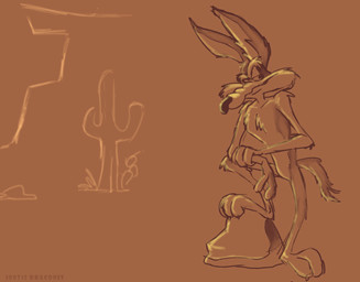 3_toes 4_fingers abstract_background anthro arm_tuft athletic athletic_anthro athletic_male biped black_eyes black_nose brown_background cactus calf_tuft canyon casual_nudity chest_tuft claws collarbone curling_tail curling_toes desert elbow_on_thigh elbow_tuft eyebrows feet fingers fluffy fluffy_tail glance grin grinning_at_viewer half-closed_eyes head_tuft holding_own_arm humanoid_hands humanoid_heel knee_tuft leg_tuft looking_at_viewer male narrowed_eyes nude outside paws pecs plant plantigrade raised_eyebrow rock shoulder_tuft simple_background sketchy skinny smile smiling_at_viewer smirk smirking_at_viewer smug smug_expression smug_eyes smug_face smug_grin solo standing standing_on_rock tail text toe_claws toe_tuft toes tuft stevethedragon looney_tunes warner_brothers wile_e._coyote canid canine canis coyote mammal 2010 artist_name dated detailed digital_drawing_(artwork) digital_media_(artwork) krita_(artwork) monochrome sepia shaded sketch