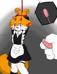 anal anal_penetration bdsm bondage bound claws clothing controller female fur heterochromia horn maid_uniform male male/female object_in_ass orange_body orange_fur penetration red_horn rope sex_toy sex_toy_in_ass sex_toy_insertion shaking simple_background solo trembling uniform vibrator vibrator_in_ass mammal hi_res