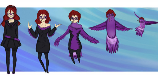 basic_sequence beak beak_growth bell bell_collar belt bottomwear clothing collar eyewear feathered_wings feathers female feral five_frame_image five_frame_sequence flying glasses growth hair human_to_feral linear_sequence looking_at_viewer multi_frame_sequence purple_body red_hair simple_background skirt smile solo species_transformation standing transformation transformation_sequence wing_growth wings luxianne apodiform avian bird human hummingbird mammal 2015 digital_media_(artwork) sequence