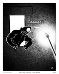 anthro black_body black_skin bleh border grimace laser_beam lure_(anatomy) male sharp_teeth solo teeth window sharkinthepark anvil_(sharkinthepark) anglerfish fish marine monster sea_monster 2025 absurd_res comic greyscale hi_res monochrome