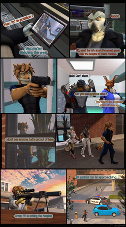 5_fingers action_pose action_scene anthro blue_eyes boots bottomwear building car city city_background cityscape clothed clothed_anthro clothed_male clothing cybernetics dialogue dialogue_box duo female fingers footwear fur gloves grey_body grey_fur group gun hair handgun handwear hospital humanoid_hands inside long_hair machine male multicolored_body multicolored_scales orange_body orange_scales outside pants pistol police police_car police_officer police_uniform police_vehicle pose ranged_weapon red_eyes rifle scales shirt shoes short_hair sniper sniper_rifle solo speech_bubble street tail text topwear trio uniform vehicle weapon white_body white_fur white_skin yellow_body yellow_fur yellow_skin xpasha122x petruz_(modeler) unauthorized_life alan_(petruz) alma_(petruz) amelia_(petruz) cat_(petruz) lizard_(petruz) nyx_(petruz) rabbit_(petruz) shark_(petruz) android aquatic canid canine canis cyborg domestic_cat equid equine felid feline felis fish horse jackal lagomorph leporid lizard mammal pinniped rabbit reptile robot scalie seal shark snake 3d_(artwork) absurd_res comic digital_media_(artwork) english_text hi_res huge_filesize