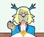anthro blonde_hair blonde_pubes blowjob_face blue_clothing blue_eyes blue_horn blue_lips blue_lipstick blue_nail_polish blue_nails blue_nose blue_suit clothing colored_nails dick_sucking_lips dsl duo fellatio female fur gem genitals hair horn jewelry lips lipstick makeup male male/female mature_female nails necklace oral pearl_(gem) pearl_necklace penile penis pubes sex suit suit_jacket thick_lips white_body white_fur white_penis wrinkles spicemanart deltarune undertale_(series) asgore_dreemurr carol_holiday animal_humanoid boss_monster_(undertale) bovid caprine deer deer_humanoid goat hag humanoid mammal mammal_humanoid new_world_deer new_world_deer_humanoid reindeer animated sound webm mother_(lore) parent_(lore)