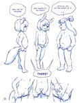 5_fingers anthro balls biped circumcised clothing crossgender dialogue fingers flaccid ftm_crossgender fur genitals glans group hair humanoid_genitalia humanoid_penis male penis shota speech_bubble tail text trio underwear young young_anthro young_male aogami becky_(doomhelm) izzy_(doomhelm) sarah_(doomhelm) canid canine fox lagomorph leporid mammal rabbit blue_and_white english_text hi_res monochrome