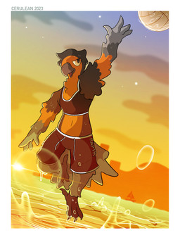 anthro ball border bra clothed clothing exposure_variation female flat_chested light sea solo sport sports_bra sportswear sunlight sunset swimming_trunks swimwear underwear volleyball volleyball_(ball) water wet white_border calirubecula tycho_(calicerulean) avian bird oscine passerine robin_(bird) 3:4 hi_res yellow_theme