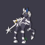 accessory blue_eyes dreadlocks feral grey_body hair_accessory hair_tie hooves male mane solo stripes dragonlover814 nintendo pokemon fan_character ruzestrika equid generation_5_pokemon mammal pokemon_(species) zebstrika 1:1 absurd_res hi_res