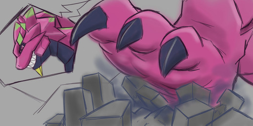 anthro city city_destruction destruction feet foot_crush foot_focus macro male pink_body sharp_teeth stomping teeth vondell_vortex_everywaterheart bandai_namco digimon armalizamon digimon_(species) scalie hi_res