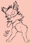 3_toes ambiguous_gender angry digitigrade feet feral frown heart_nose heart_symbol looking_down mouth_closed neck_tuft on_two_legs quadruped simple_background solo spiky_fur standing tan_background three-quarter_view toes tuft m3g4 nintendo pokemon eeveelution generation_1_pokemon jolteon pokemon_(species) 2024 dated digital_media_(artwork) full-length_portrait monochrome portrait signature sketch